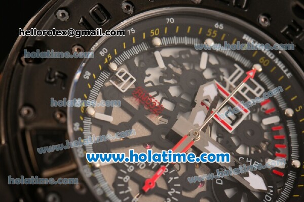 Richard Mille RM032 Chrono Swiss Valjoux 7750 Automatic PVD Case with Skeleton Dial and White Markers - Click Image to Close